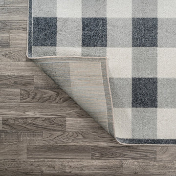 Gingham Gradient Plaid Cottage Machine-washable Area Rug